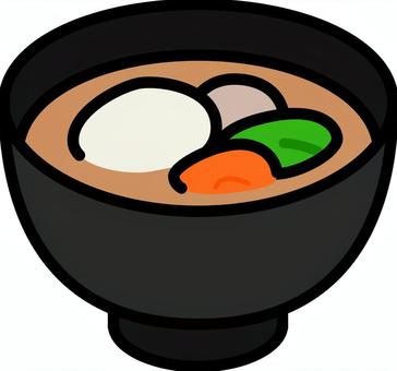 黒の器のお雑煮です。