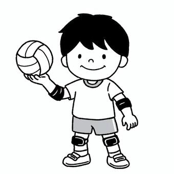 スポーツ　バレーボールをする男の子 子供,男の子,少年,幼児,児童,小学生,バレーボール選手,アタッカー,バレーボール,サポーターのイラスト素材