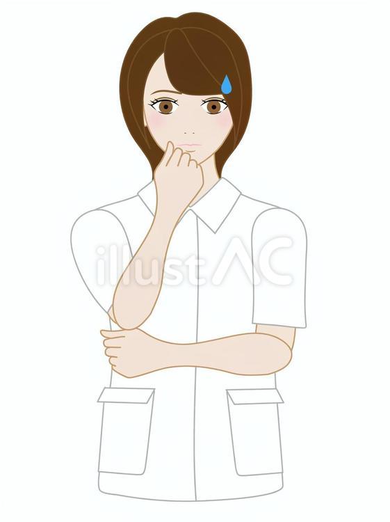 不安を感じるナース 不安,悩み,疑問のイラスト素材
