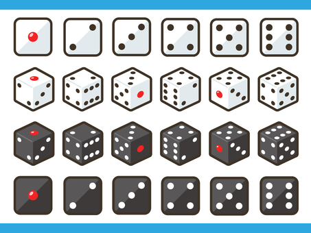サイコロセット サイコロ,ダイス,賽,立方体,六面体,数字,確率,賭け,運,ゲームのイラスト素材