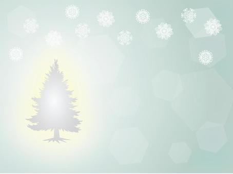   クリスマス_輝く木と雪の結晶_5 クリスマス,木,雪,結晶,クリスマスツリー,外,フレーム,きれい,植物,冬のイラスト素材
