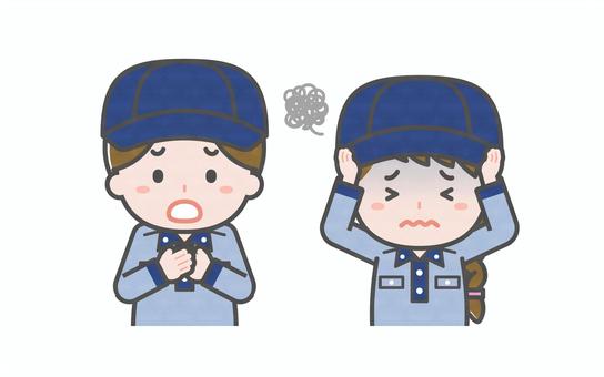 ミニ_2人_郵便配達員の男女06 男性,女性,大人,職業,仕事,郵便,配達,物流,ドライバー,配送のイラスト素材