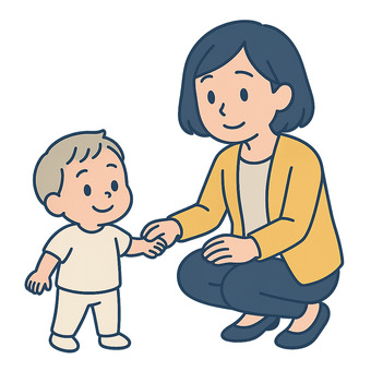 ママとお出かけする子供