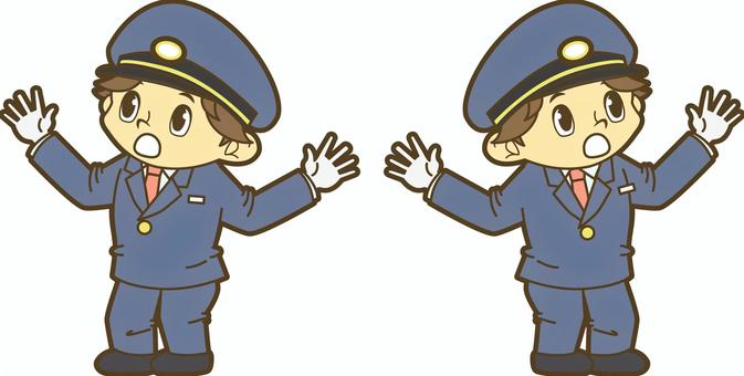 驚く鉄道員 驚く鉄道員 駅員,車掌,運転士,運転手,鉄道員,乗務員,鉄道,新幹線,路面電車,地下鉄のイラスト素材