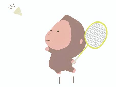 バドミントンをする猿 バドミントン,猿,動物,かわいい,スポーツのイラスト素材