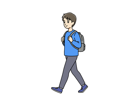 歩く男性（全身） 男性,歩く,全身,若い,人物,ライフスタイル,リュック,カバン,通学,通勤のイラスト素材