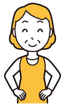  エプロンおばちゃん(黄)-198-バスト