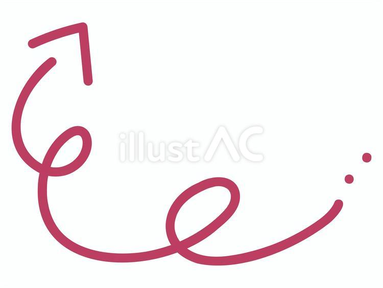 視線誘導くるっと手描き矢印素材（赤） 矢印,手書き,くるっとのイラスト素材