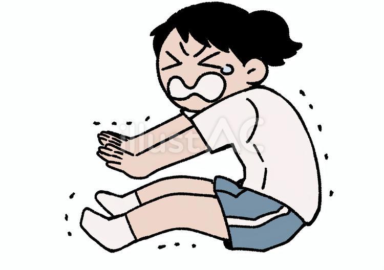 長座体前屈(女子生徒) 長座体前屈,柔軟,体力測定のイラスト素材