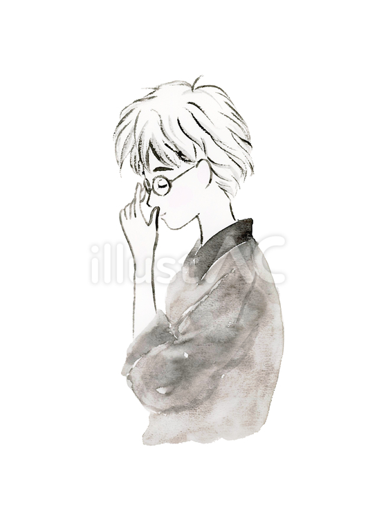 眼鏡をかけた男性 眼鏡,かける,男性のイラスト素材