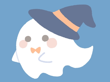 ハロウィンのシーツおばけ（主線なし） オバケ,シーツ,幽霊,ハロウィン,魔法使い,帽子,蝶ネクタイ,リボン,オレンジ色,デフォルメのイラスト素材