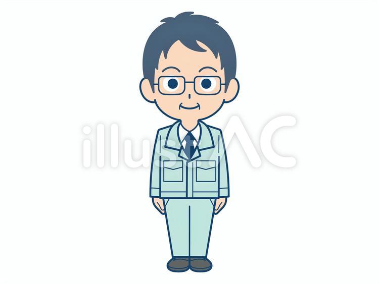 中年の作業員　社員 男性,社員,中年のイラスト素材