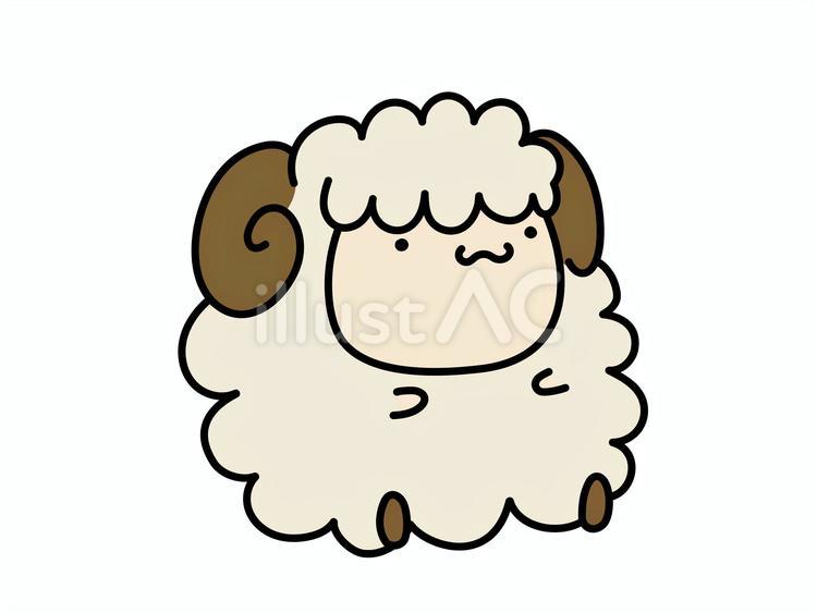 干支ゆるキャラシリーズ黒【未年】ひつじイラスト - No: 23154457