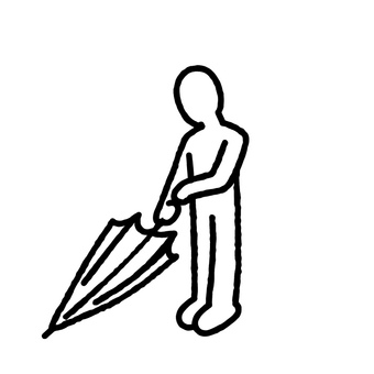 棒人間シリーズで、傘をさす・しまう人 棒人間,傘,仕舞う,閉じる,開く,雨,日傘,人物,人間,全身のイラスト素材