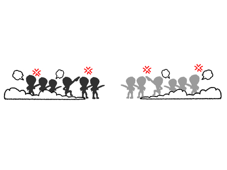 争いのシルエット シルエット,争い,不満,怒り,イメージ,pop調,手描き,挿絵,ワンポイント,素材のイラスト素材