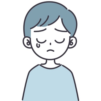 【そのまま使える】二色の男性11 男性,お父さん,お兄さん,顔,短髪,表情,バストアップ,正面,困る,動揺のイラスト素材