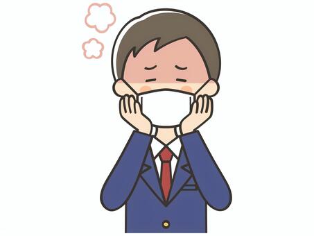 熱が出てマスクをしている男子学生 中学生,高校生,男の子,熱,マスク,インフルエンザ,ウイルス,感染症,感染,発熱のイラスト素材