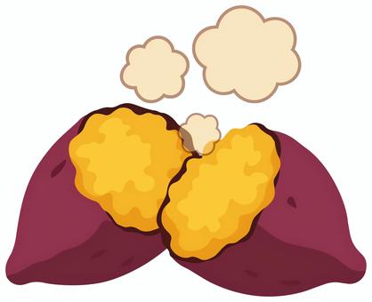 焼き芋　ホカホカ　絵文字 焼き芋,石焼き芋,さつまいも,秋,秋の味覚,ホカホカ,かわいい,絵文字,アイコン,シンプルのイラスト素材