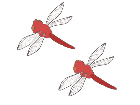 手描きの秋のアキアカネ