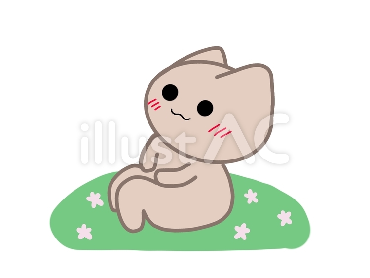 草原でのんびりするネコ ネコ,動物,可愛いのイラスト素材