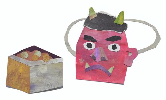 鬼の面と豆 鬼の面と豆 節分,鬼,お面のイラスト素材
