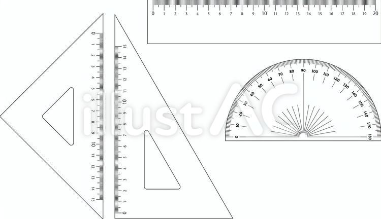 文房具b 定規,三角定規,分度器のイラスト素材