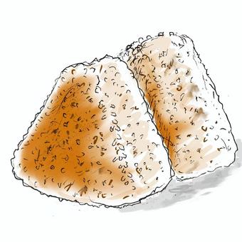 おにぎり	 おにぎり,むすび,ご飯,お米,焼きおにぎり,焼く,塩結び,焼きむすび,ごはんのイラスト素材