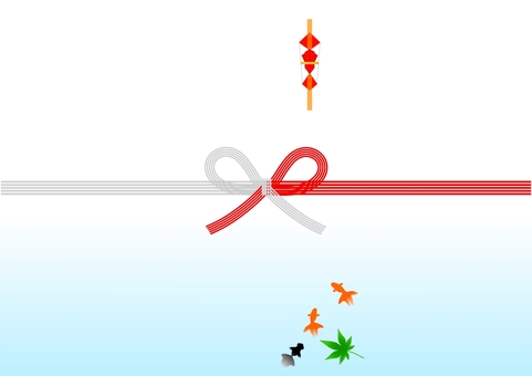 金魚と青紅葉の夏の紅白水引熨斗 御中元,熨斗,清涼,紅白,水引,贈答,挨拶,贈り物,お礼,夏のイラスト素材