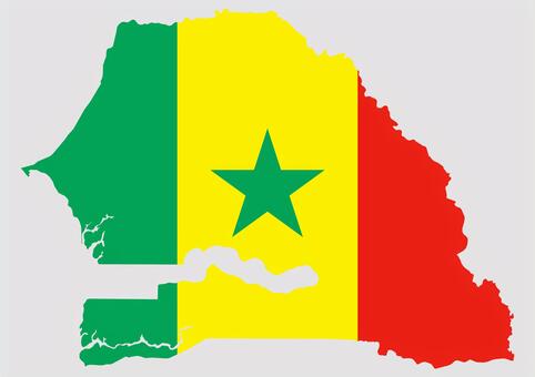 セネガルの地図（国旗柄） セネガル,地図,国旗,外国,海外,地理,土地,国土,地形,世界のイラスト素材