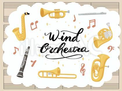 吹奏楽の楽器イラストセット