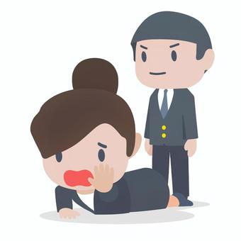 逃げるOL ol,ビジネスマン,倒れる,逃げる,迫る,緊張感,恐怖,表情,スーツ,オフィスのイラスト素材