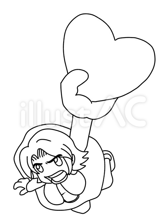 熱烈に気持ちを押し付ける女の子　線画 バレンタインデー,告白,ハートのイラスト素材
