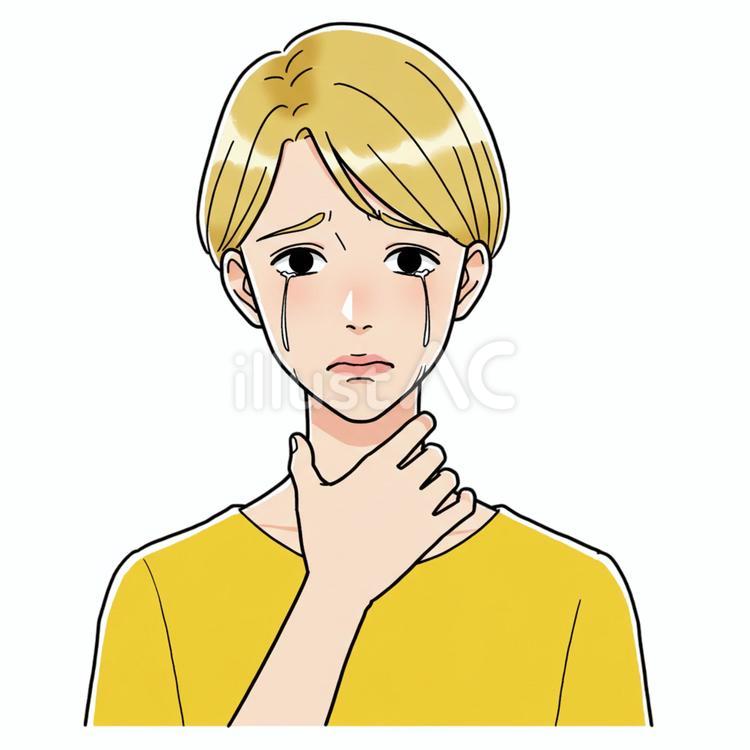 喉を押さえる姿 男性,カットソー,金髪のイラスト素材