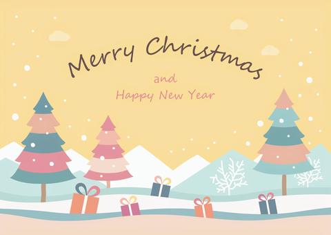 クリスマスのツリーとプレゼントの背景02 クリスマス,クリスマスツリー,クリスマスプレゼント,プレゼント,背景,ツリー,木,雪,雪の結晶,クリスマスカードのイラスト素材