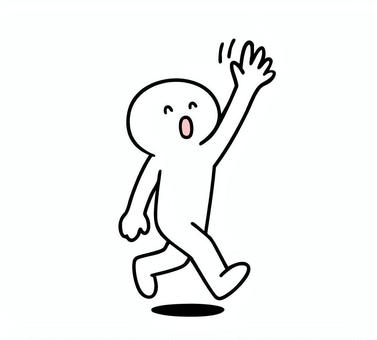 手を振りながら歩いている棒人間 手を振る,笑顔,歩く,あいさつ,棒人間,線画,キャラクター,手描き,手書き,イラストのイラスト素材