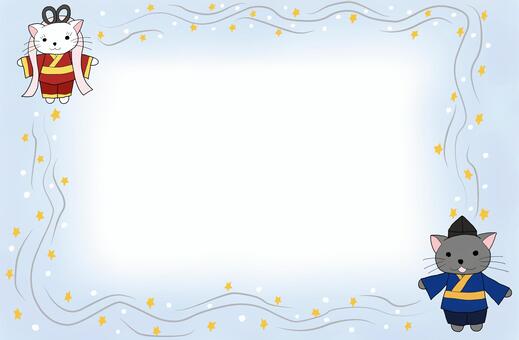 メッセージカード メッセージカード 七夕,ネコ,星のイラスト素材