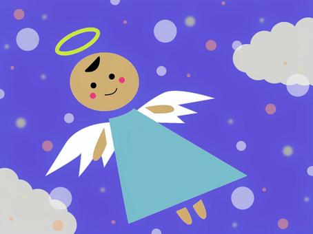 キラキラの天使 キラキラ,光,天使,子供,人物,デフォルメ,羽,輪,空,雲のイラスト素材