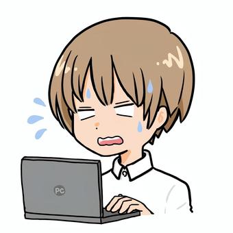 パソコンをしながら焦る男性 パソコンをしながら焦る男性 男性,パソコン,仕事のイラスト素材