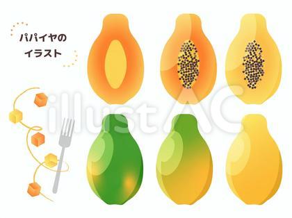 パパイヤ イラスト セット