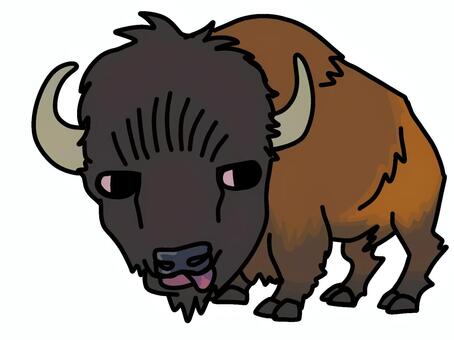 アメリカバイソンのデフォルメイラスト バイソン,動物,動物園,アニマル,哺乳類,デフォルメ,デフォルメイラスト,ウシ科,アメリカバイソン,偶蹄類のイラスト素材