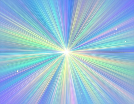 虹色の光が広がる幻想的な放射背景