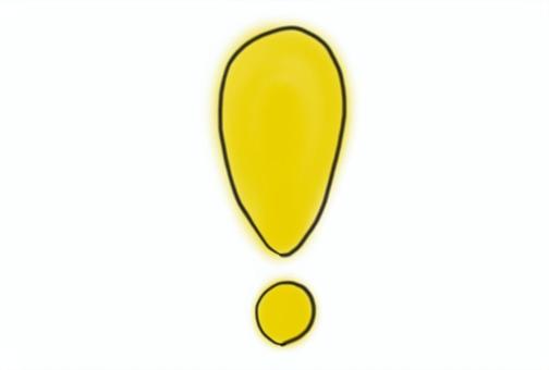 手描きのふわふわビックリマーク（黄色） ビックリマーク,手描き,かわいい,ふわふわ,シンプル,黄色のイラスト素材