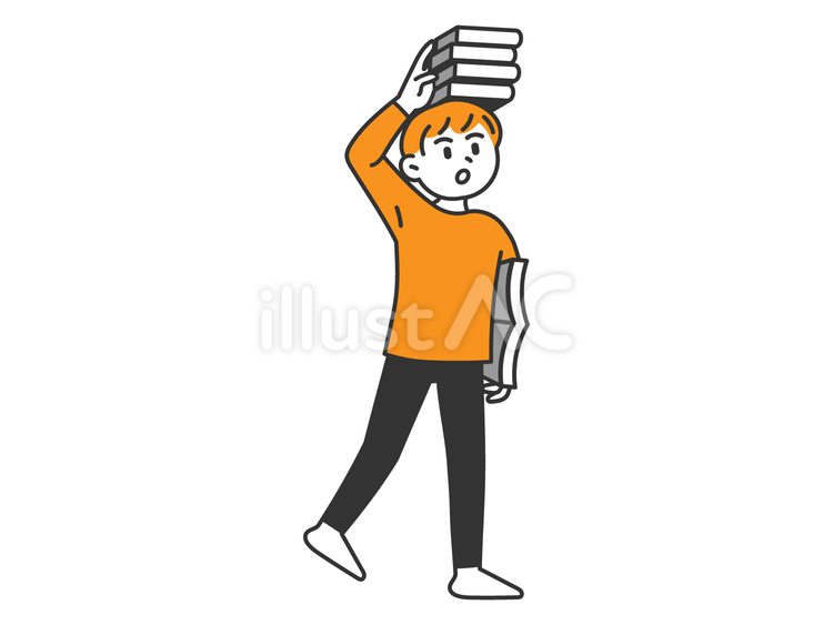 本をたくさん運ぶ子供のイメージ 読書,絵本,本のイラスト素材