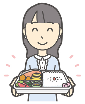  ワンピースお嬢様-081-バスト 弁当,お嬢様,女性,女の子,オシャレ,人物,かわいい,お弁当,お弁当箱,食事のイラスト素材