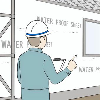 防水工事検査 防水工事,防水検査,7回検査,第三者機関,マイホーム,新築住宅,検査員,大工,性能検査,外壁防水のイラスト素材
