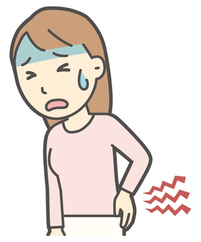  ロングヘア女性-077-バスト 腰痛,女性,女の子,人物,かわいい,ぎっくり腰,神経痛,症状,痛い,後遺症のイラスト素材