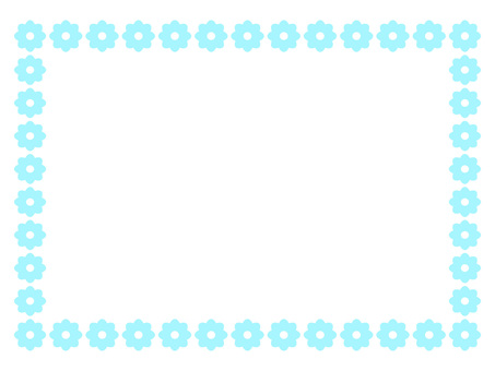 メッセージカードや招待状・花模様フレーム フレーム,背景,花,模様,横,水色,青,パステルカラー,可愛い,ガーリーのイラスト素材