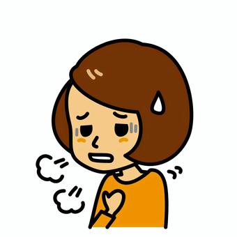 女性　息切れ 女性,病気,息切れ,症状,呼吸困難,苦しい,過呼吸,呼吸,ぜんそく,肺炎のイラスト素材