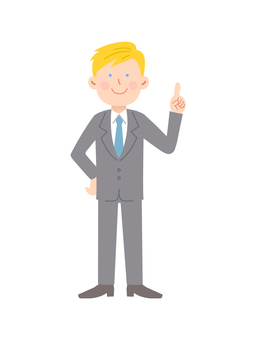 指差しする白人男性社員_全身 人物,外国人,海外,通訳,英語,英会話,アメリカ人,会話,ネイティブ,グローバルのイラスト素材