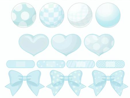 ゆめかわ素材セット水色 絆創膏,リボン,ハート,ゆめかわ,かわいい,装飾,かざり,飾り,フリー,無料のイラスト素材